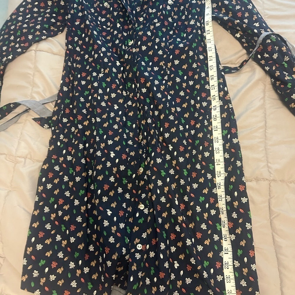 Tommy Hilfiger Leaf Belted Shirt Dress Navy Blue M - Picture 8 of 8